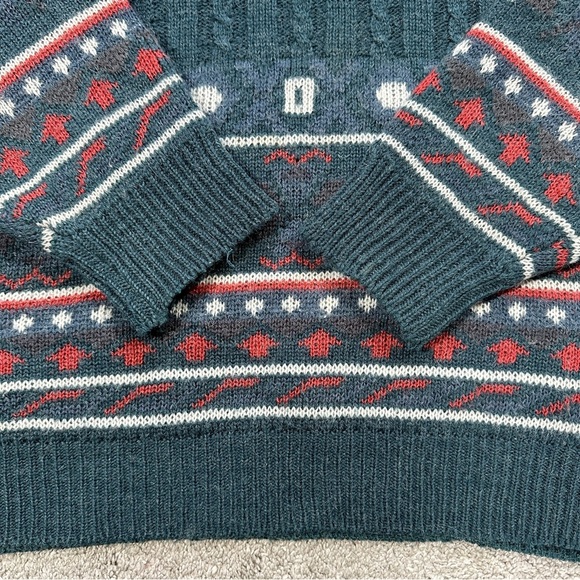 C&A Women’s Wool Blend Crewneck Sweater Grandpacore Cabin Multicolor Green L - Picture 5 of 11